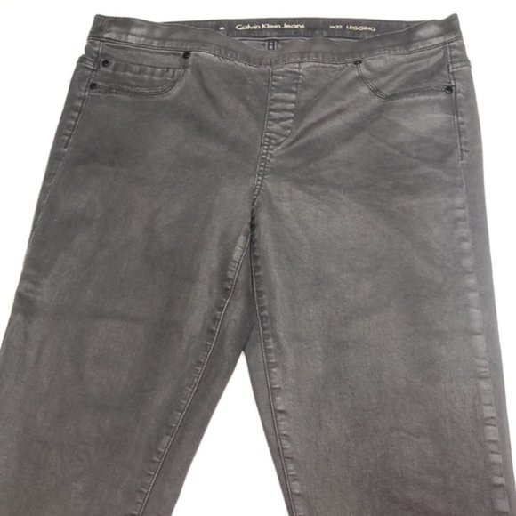 PREMIUM VINTAGE CALVIN KLEIN GRAYWASH  DENIM LEGGINGS 32x29 🇺🇸 - Picture 3 of 12